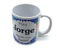 PLUS HOME Taza personalizada con nombre. Regalos personalizados con nombre y texto. Tazas con frases originales.JORGE
