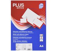 Plus Office 10677 - Etiquetas autoadhesivas de cantos rectos, 1600 eti/caja, 105 x 35 mm, blanco