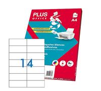 Plus Office 10679 - Etiquetas autoadhesivas de cantos rectos, 1400 eti/caja, 105 x 41 mm, blanco