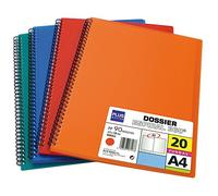 Plus Office 13461-20-BL - Carpeta dossier con 20 fundas y espiral, azul