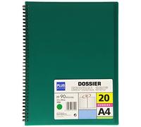 Plus Office 13461-20-GN - Carpeta dossier con 20 fundas y espiral, A4, verde