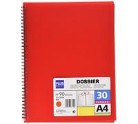 Plus Office 13461-30-RD - Carpeta dossier con 30 fundas y espiral, rojo