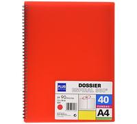 Plus Office 13461-40-RD - Carpeta con 40 fundas y espiral, rojo