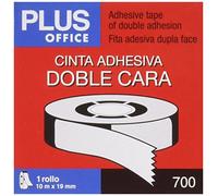 Plus Office 63Q - Cinta adhesiva doble cara, 19 mm x 10 m, crema