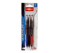 Plus Office - Bolígrafo UltraGlide Pack de 3 Bolígrafos Retráctil, Tinta Gel ultra Suave, Óptimo para uso de oficina, casa y escolar, Colores Surtidos y Trazo de 0,4 mm