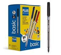 Plus Office - Bolígrafos PLUS Basic Pack de 50 Bolígrafos con Capuchón, Tinta fluida Viscosa, Óptimo para uso de oficina, casa y escolar, Color Negro y Trazo de 0,7 mm (50 Negros)