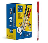 Plus Office - Bolígrafos PLUS Basic Pack de 50 Bolígrafos con Capuchón, Tinta fluida Viscosa, Óptimo para uso de oficina, casa y escolar, Color Rojo y Trazo de 0,7 mm (50 Rojos)