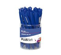 Plus Office - Bolígrafos PLUS Soft Pack de 25 Bolígrafos Retráctiles, Escritura y Tacto ultra suave, Tinta fluida Viscosa, Óptimo para uso de oficina, casa y escolar, Color Azul y Trazo de 0,7 mm