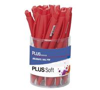 Plus Office - Bolígrafos PLUS Soft Pack de 25 Bolígrafos Retráctiles, Escritura y Tacto ultra suave, Tinta fluida Viscosa, Óptimo para uso de oficina, casa y escolar, Color Rojo y Trazo de 0,7 mm