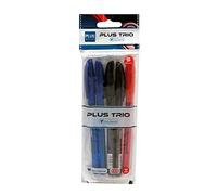 Plus Office - Bolígrafos PLUS Trio Pack de 5 Bolígrafos con Capuchón, Tinta fluida Viscosa, Óptimo para uso de oficina, casa y escolar, Colores Surtidos, y Trazo de 0,7 mm (5 bolígrafos)