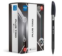 Plus Office - Bolígrafos PLUS Trio Pack de 50 Bolígrafos con Capuchón, Tinta fluida Viscosa, Óptimo para uso de oficina, casa y escolar, Color Negro, y Trazo de 0,7 mm (50 Negros)