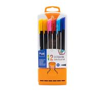 Plus Office - Estuche de 12 Rotuladores de Punta Fina 0.4 mm, Ideal para Escribir, Pintar y Dibujar, Bolígrafos Escolares con Punta Fina, Tinta de Colores Neón a Base de Agua (12 Colores)