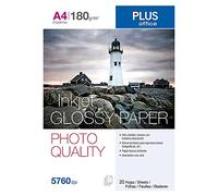 Plus Office Glossy Paper Photo Quality - Papel fotográfico, 2880 dpi, paquete 20 hojas, A4
