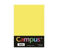 Plus Office - Papel de Colores A4 100 Unidades, 80g/m², 210 x 297 mm. Papeles A4 de colores con tacto suave, perfectas para encuadernación, oficina, dibujo y manualidades. Color Amarillo