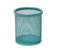 Plus Office - Portalápices de escritorio de malla metálica redondo, Cubilete portalápices de rejilla, Organizador de escritorio para oficina con 90 mm de diámetro (Turquesa)