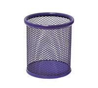 Plus Office - Portalápices de escritorio de malla metálica redondo, Cubilete portalápices de rejilla, Organizador de escritorio para oficina con 90 mm de diámetro (Morado)
