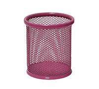 Plus Office - Portalápices de escritorio de malla metálica redondo, Cubilete portalápices de rejilla, Organizador de escritorio para oficina con 90 mm de diámetro (Rosa)