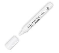 Plus Office - Rotulador Permanente para Escribir, Pintar o Marcar Cualquier Tipo de Materiales, Efecto muy Denso, para Superficies Oscuras (Blanco, 2mm)