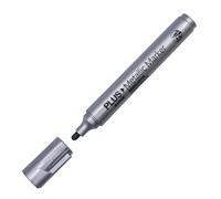 Plus Office - Rotulador Permanente para Escribir, Pintar o Marcar Cualquier Tipo de Materiales, Efecto muy Denso, para Superficies Oscuras (Plata, 2mm)