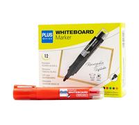 Plus Office - Rotuladores de Pizarra Blanca con Tinta Liquida Recargable, Punta Cónica de 2mm, Ideal para Escribir en Cristal, Pizarra Blanca y Otras Superficies Lisas, Tinta Borrable (Rojo)