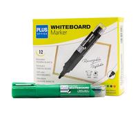Plus Office - Rotuladores de Pizarra Blanca con Tinta Liquida Recargable, Punta Cónica de 2mm, Ideal para Escribir en Cristal, Pizarra Blanca y Otras Superficies Lisas, Tinta Borrable (Verde)