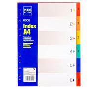 Plus Office - Separadores Numéricos A4 para Archivador, Índices Numéricos para Carpeta, Carpesano y Archivador de 2 a 4 anillas, Separadores Ideales para Oficina y Escuela (6 Posiciones)