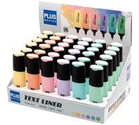 Plus Office - Subrayadores Fluorescente, Fórmula para la Escuela, la Oficina y el Estudio, Plus TEXT LINER, Expositor 6 colores, 36 unidades