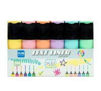 Plus Office - Subrayadores Fluorescentes, Rotulador Marcador con Punta Biselada, Pack de 12 Text Liner de Colores Neón y Pastel, Rotuladores Fosforescentes de Base al Agua (Pack de 12 Neón y Pastel)