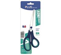 Plus Office - Tijera de Oficina, Multiusos de Acero Inoxidable, Agarre Ergonómico y Cómodo, 21,5 cm, para Manualidades, Oficinas y Hogar - Color Azul y Verde