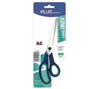 Plus Office - Tijera de Oficina, Multiusos de Acero Inoxidable, Agarre Ergonómico y Cómodo, 25 cm, para Manualidades, Oficinas y Hogar - Color Azul y Verde