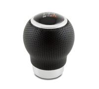 +PWR Car Parts Pomo de Cambio de Marchas Universal Modelo OEM Corto Simil Piel Microperforada Negra. Gatillo de 27 mm. Con Esquemas de Cambio de Marcha Intercambiables