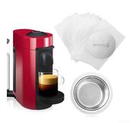 Plus Series - Juego de cápsulas de café con 30 tapas de papel de aluminio compatible con filtro de café reutilizable de acero inoxidable 304 lline GCA1 ENV135 ENV150 BNV450WHT1BUC1