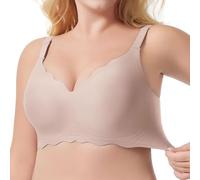Plus Size Bra Fashion Normal Up and Down Wavy, Brown, 3XL(Pink,XL)