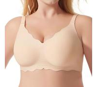 Plus Size Bra Fashion Normal Up and Down Wavy, Brown, XXL(Beige,S)
