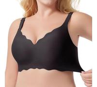 Plus Size Bra Fashion Normal Up and Down Wavy T Shirt Women, Brown, L(Black,M)
