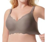 Plus Size Bra Fashion Normal Up and Down Wavy T Shirt Women, Brown, L(Brown,L)