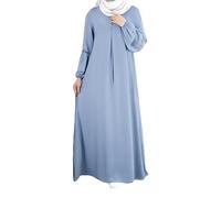 Plus Size Linen Dress for Women Long Sleeve V Neck Casual Loose Fit Maxi Dress with Pockets Vintage Kaftans Muslim Dresses for Autumn & Spring Holiday Sundress Going out Daily Dresses