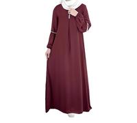 Plus Size Linen Dress for Women Long Sleeve V Neck Casual Loose Fit Maxi Dress with Pockets Vintage Kaftans Muslim Dresses for Autumn & Spring Holiday Sundress Going out Daily Dresses
