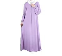 Plus Size Linen Dress for Women Long Sleeve V Neck Casual Loose Fit Maxi Dress with Pockets Vintage Kaftans Muslim Dresses for Autumn & Spring Holiday Sundress Going out Daily Dresses