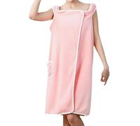 Plus Size Women's Wearable Shower Skirt, Wearable Towels for Women, Water Absorption and Quick, Adjustable Closure (Pink,numeric_0)
