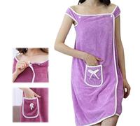 Plus Size Women's Wearable Shower Skirt, Wearable Towels for Women, Water Absorption and Quick, Adjustable Closure (Light Purple,numeric_0)