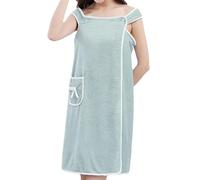 Plus Size Women's Wearable Shower Skirt, Wearable Towels for Women, Water Absorption and Quick, Adjustable Closure (Green,one_size)
