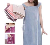 Plus Size Women's Wearable Shower Skirt, Wearable Towels for Women, Water Absorption and Quick, Adjustable Closure (Light Blue,numeric_0)
