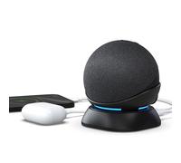 PlusAcc Soporte para Dot de 4ª/5ª generación y teléfono, base de soporte con puerto de carga USB-C y USB-A para auriculares y teléfonos celulares (negro) sin batería