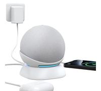 PlusAcc Soporte para Dot Última Gen y Smartphones - Base de Carga con Puertos USB-C y USB-A Compatible con Dot 5.ª Gen/Dot 4.ª Gen/iPhone/Samsung (Blanco