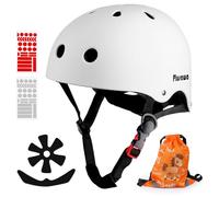 Plusawa - Casco Infantil Certificado EN1078 CE, Casco de Bicicleta para niños, Barbilla Ajustable, Reflectante - Bicicleta, Patines - Incluye Pegatinas 3D + Bolsa (Rosa, M) (Blanco, S)