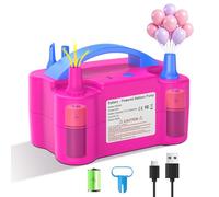 PlusFive Bomba eléctrica inalámbrica para globos, bomba de aire recargable tipo C con batería de 2000 mAh y 3 boquillas para globos redondos/papel de aluminio/260Q de largo inflado y aspirado, bomba