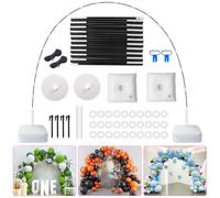 PlusFive Kit de arco de globo, 9 pies de alto y 10 pies de ancho ajustable con base rellenable de agua, nudo de globo de bomba manual, para decoraciones de bodas y fiestas de cumpleaños