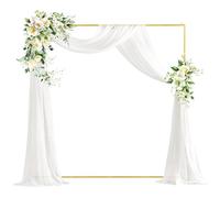 PlusFive Soporte cuadrado para arco de globos, arco de boda dorado de 6.6 x 6.6 pies, arco de jardín, arco de metal, soporte de fondo para ceremonia, fiesta, cumpleaños, despedida de soltera, baby