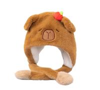 Plush Animal Hat, Capybara Winter Hat, Cold Weather Gear Hat, Warm Winter Hat, Fashionable Animal Hat, Animal Hat with Ears, Cute Capybara Hat, Outdoor Winter Hat, Travel Hat with Ears